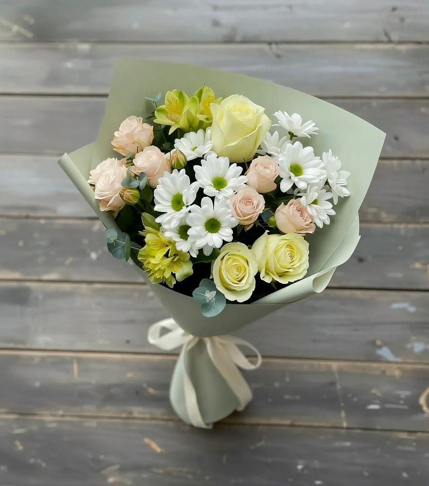 Букет цветов из: Альстромерии, Розы и Хризантемы в Нестеровской