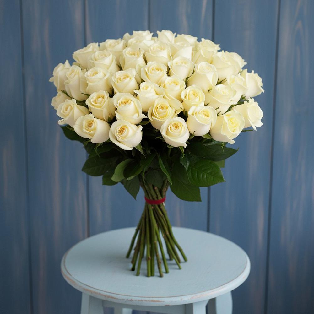 Букет 51 Белая роза Эдлесс Лав в Нестеровской