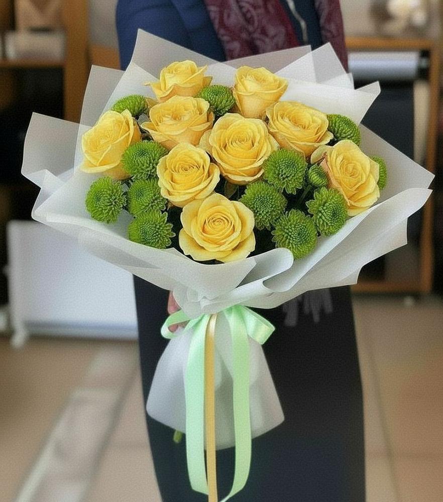 Букет цветов из: Хризантемы и Розы в Нестеровской