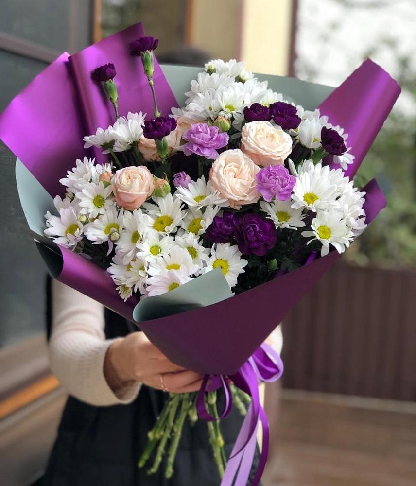 Букет цветов из: Хризантемы, Гвоздики и Розы в Нестеровской