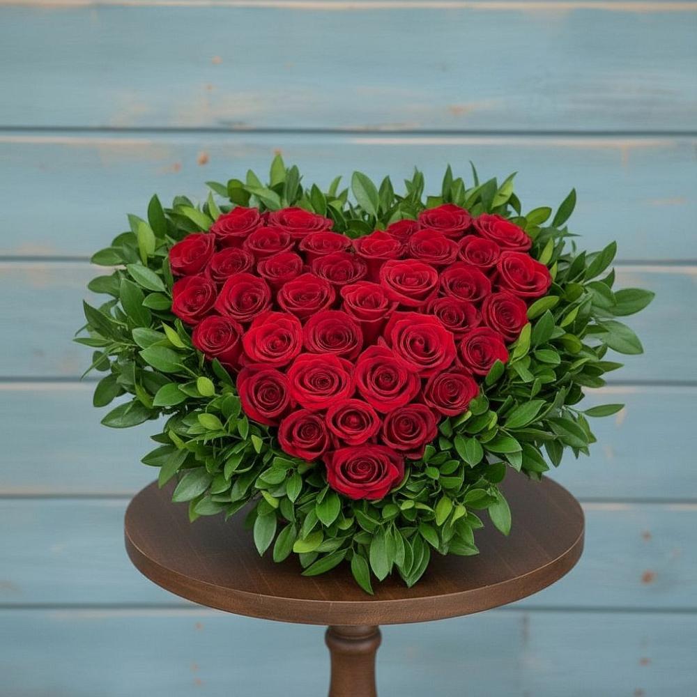 Цветочная композиция из Розы в виде сердца в Нестеровской