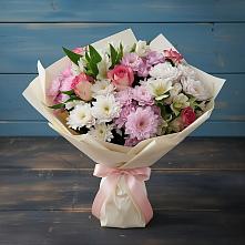 Букет цветов из:  Хризантемы, Альстромерии и Розы в Нестеровской