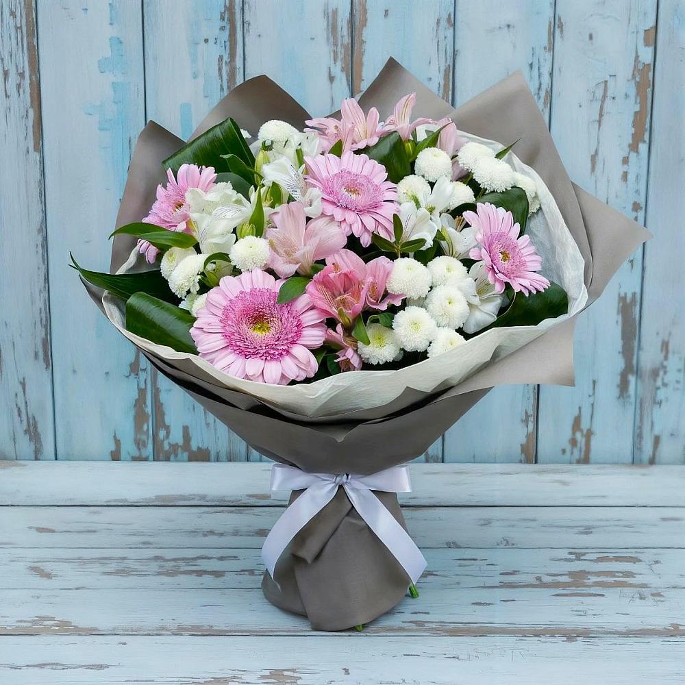 Букет цветов из: Герберы, Альстромерии и Хризантемы в Нестеровской