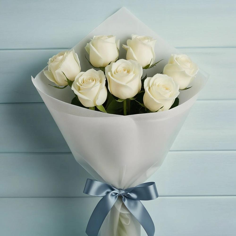Букет 7 Белых роз Эдлесс Лав в Нестеровской
